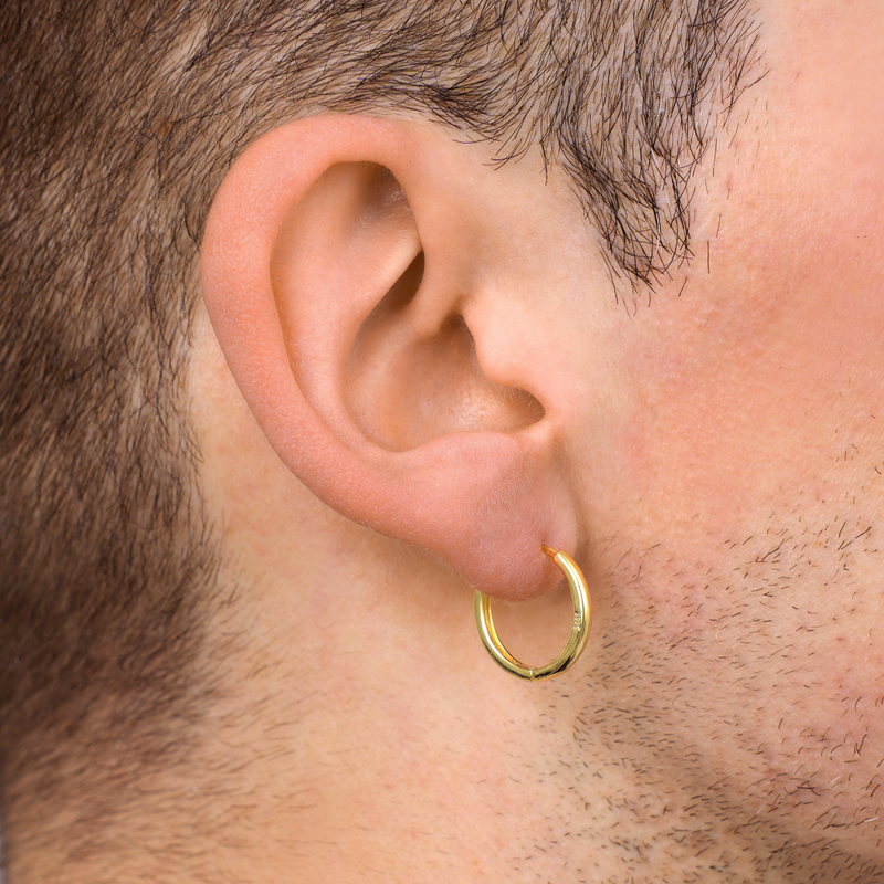 Mens Gold Ball Earring in Pure 92.5 Sterling Silver in 18K Gold Finish –  HighSpark